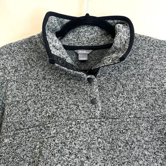 Eddie Bauer Sweater Women’s XL Gray Fleece Snap Mock Neck Knit Pullover - Picture 4 of 11